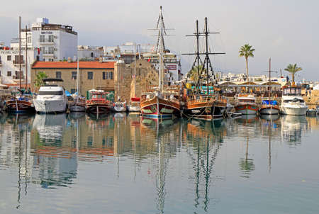 Kyrenia, Cyprus - November 18, 2017: marina in city Kyrenia, turkish controlled area of Cyprusのeditorial素材