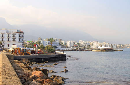 seaside in city Kyrenia, turkish controlled area of Cyprusの写真素材
