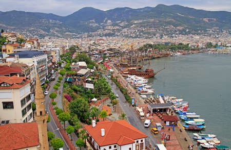 Alanya, Turkey - May 23, 2017: scenic seascape of Alanya harbour in Turkeyの写真素材