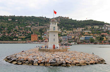 Alanya, Turkey - May 23, 2017 lighthouse in port of Alanyaのeditorial素材