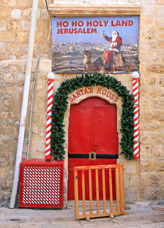 Jerusalem, Israel - December 3, 2017: Santa's house in the old town of Jerusalem, Israelのeditorial素材