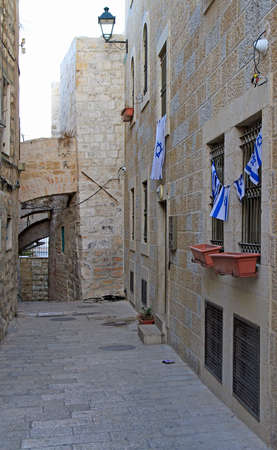 narrow street in the old town of Jerusalem, Israelの写真素材