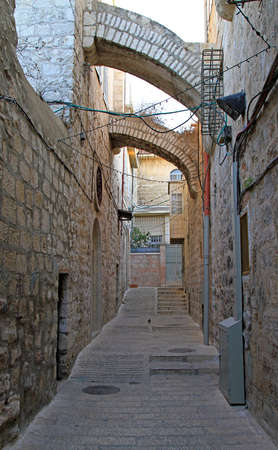 narrow street in the old town of Jerusalem, Israelの写真素材