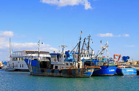 Limassol, Cyprus - November 22, 2017: ships in Limassol Old Port on Cyprus islandのeditorial素材