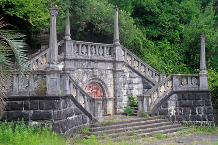 viewing point in abandoned city park of Sukhumi in Abkhaziaの写真素材