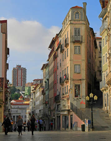 street in historical center of Coimbraのeditorial素材