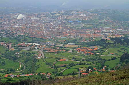 view of city Oviedo from mountain Narancoの写真素材