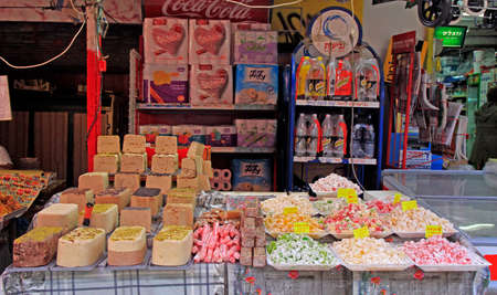 Tel Aviv, Israel - November 30, 2017: stall with oriental sweets at Carmel market in Tel-Aviv, Israelのeditorial素材