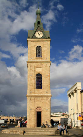 Tel Aviv, Israel - November 30, 2017: people walk at Clock Tower on Yefet street in old Jaffa, Israelのeditorial素材