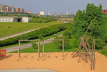 Parque Atlantico de las Llamas in the spanish city Santanderの写真素材