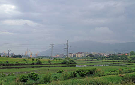 landscape in the outskirts of Santander city in Spainの写真素材