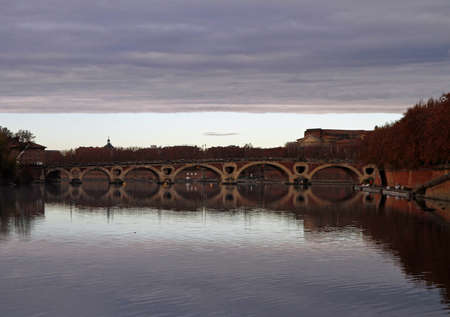 the riverside of river Garonne in french city Toulouseの写真素材