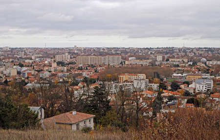 the cityscape of the french city Toulouse in decemberの写真素材