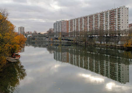 the riverside of river Garonne in french city Toulouseの写真素材