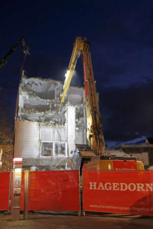 Hanover, Germany - November 12, 2018: Demolition of a destroyed building in Hanover, Germanyのeditorial素材