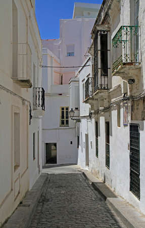 the street in old town of Tarifaの写真素材