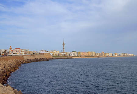 the coastline of the spanish city Cadizの写真素材