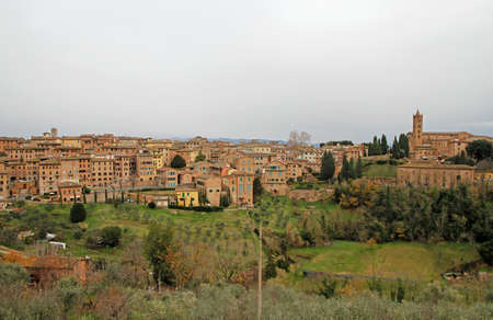 the cityscape of italian city Siena in region Tuscanyの写真素材