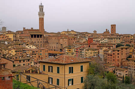 the cityscape of italian city Siena in region Tuscanyの写真素材
