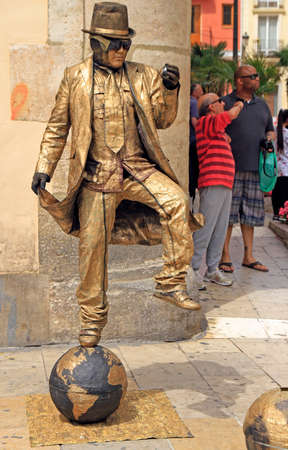 Valencia, Spain - April 25, 2018: street performer in the spanish city Valenciaのeditorial素材