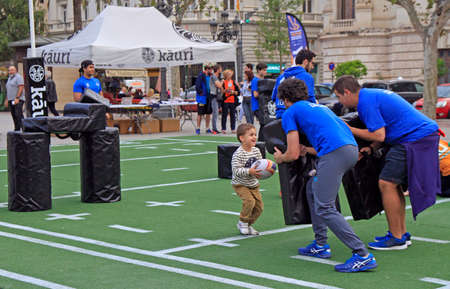Valencia, Spain - April 25, 2018: childish relay race contest outdoors in Valenciaのeditorial素材