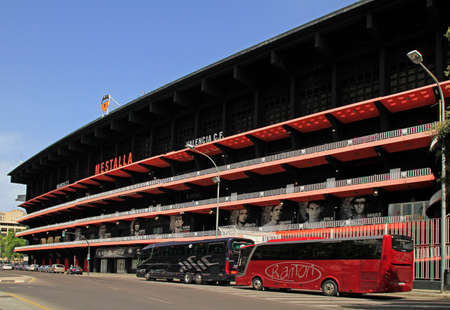 Valencia, Spain - April 24, 2018: 'Mestalla' football Stadium in spanish city Valencia. this photo was made in open place with the free access for everyoneのeditorial素材