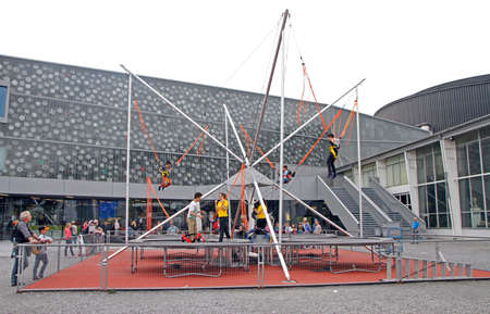 Little children jumping on the trampolineのeditorial素材