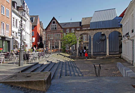 April 18, 2019 - Aachen, Germany: square in the old town of Aachen with unidentified peopleのeditorial素材