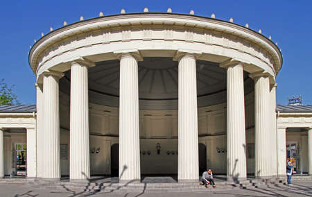 April 18, 2019 - Aachen, Germany: Elisenbrunnen is classical building in german city Aachenのeditorial素材