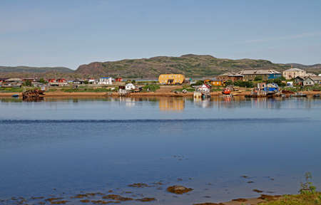 the old part of Teriberka village, the north of Russiaの写真素材