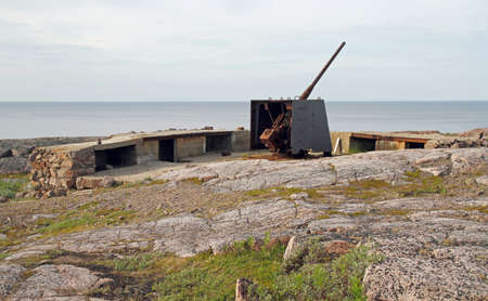 the soviet time artillery at the shore of Barents Sea nearby Teriberka. this photo was maden in open place with the free accessの写真素材