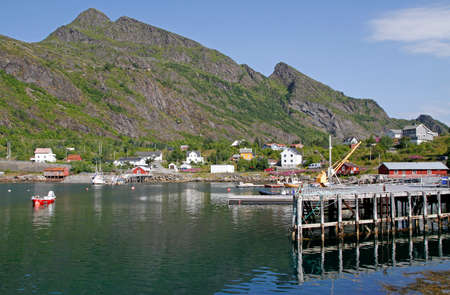 panoramic view of the coast at Lofoten islands in Norwayの写真素材