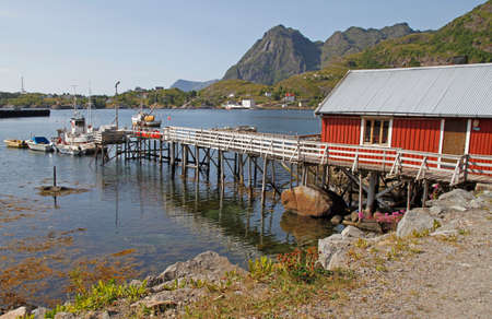 panoramic view of the coast at Lofoten islands in Norwayの写真素材