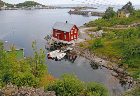 panoramic view of the coast at Lofoten islands in Norwayの写真素材