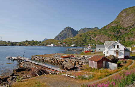 panoramic view of the coast at Lofoten islands in Norwayの写真素材