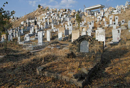 Samarkand, Uzbekistan - November 3, 2019: Cemetery in the ancient site Afrasiyab in the city Samarkandのeditorial素材