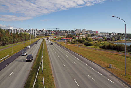 the road motion in the icelandic city Reykjavikの写真素材