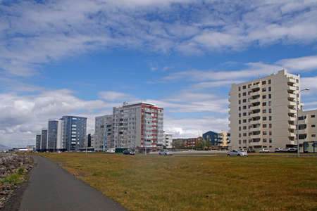 view of residential district in city Reykjavikの写真素材