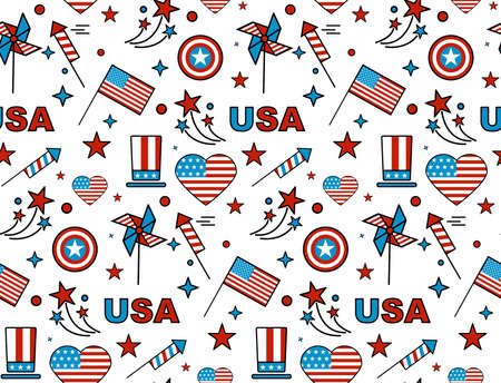 Comic pattern for Independence Day.のイラスト素材