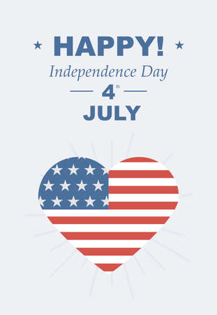 Funny card Happy 4th of July. Feast day of American Independence. Retro card with congratulations. Vector illustrations love of country USA.のイラスト素材