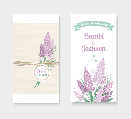 Wedding invitation cards with floral elements.のイラスト素材