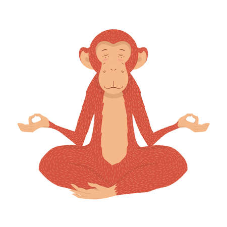 Monkey in the lotus in the new year 2016. Fire Monkey peace and tranquilityのイラスト素材