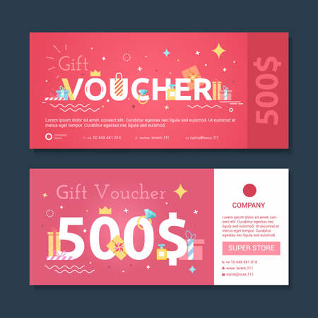 Set of gift voucher to women. Certificate diamond purchase in the value of the stores.のイラスト素材