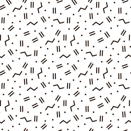 pattern with black and white geometric shapes. Hipster fashion Memphis style.のイラスト素材