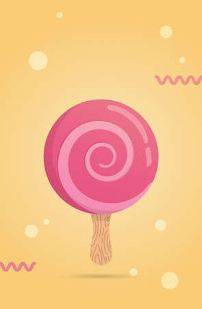 Bright candy ice cream with spiral. Summer poster for the ice cream shop. Cover for notebook, notebook.のイラスト素材