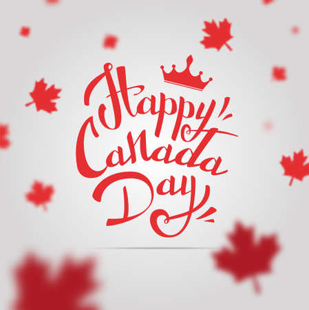 Happy Canada Day vector Illustration. 1st July celebration poster with text on gray background with maple leaves.のイラスト素材