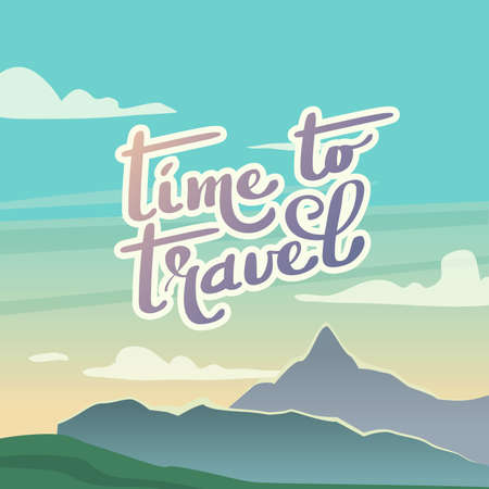 Landscape poster on the theme: traveling, hiking, hunting, camping, travel Vector illustration letteringのイラスト素材