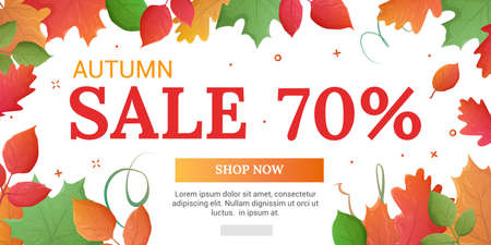 Last sale banner. Autumn discounts in the store. On sale now. Banner for web. Discounts of 70%のイラスト素材
