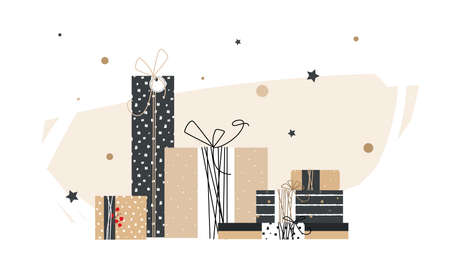 Big pile of handmade gifts.のイラスト素材