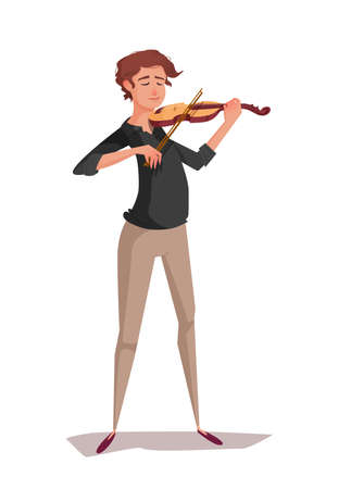 Violinist cartoon man playing music. Vector illustration. Flat character. The concept of a musical concert.のイラスト素材